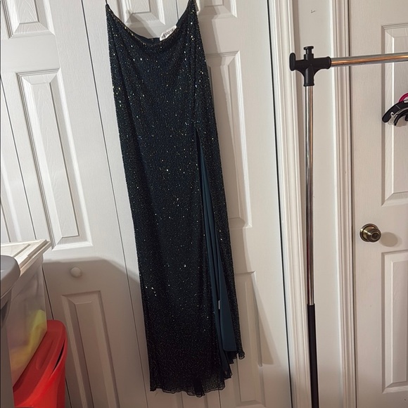 Sherri Hill Black and Gold Prom Dress - Picture 2 of 9